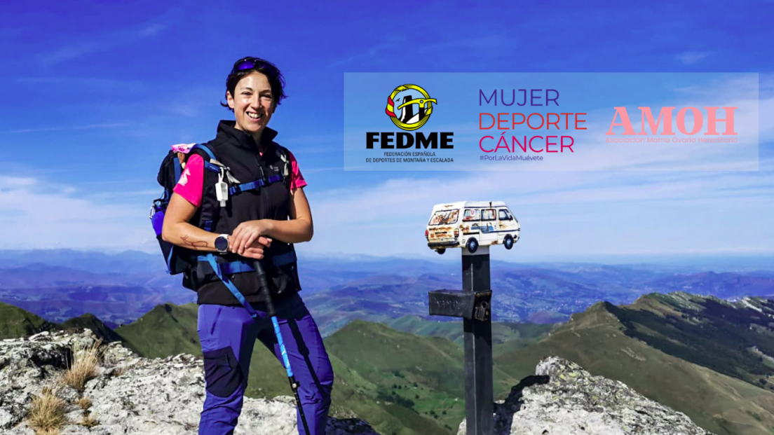 Sonia Saiz Montañera y superviviente de cáncer, en la cima de una montaña