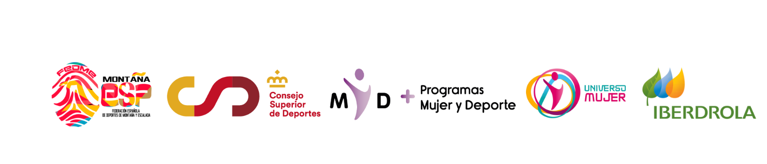 Logotipos de FEDME, CSD, Universo Mujer, Iberdrola, y Mujer y deporte