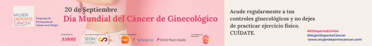 En la imagen aparece el título "20 de septiembre, día mundial del cáncer ginecológico" junto a un texto que dice: "Acude regularmente a tus controles ginecológicos y no dejes de practicar ejercicio físico. Cuídate". De fondo una imagen de un vientre de mujer en tonos rosados.